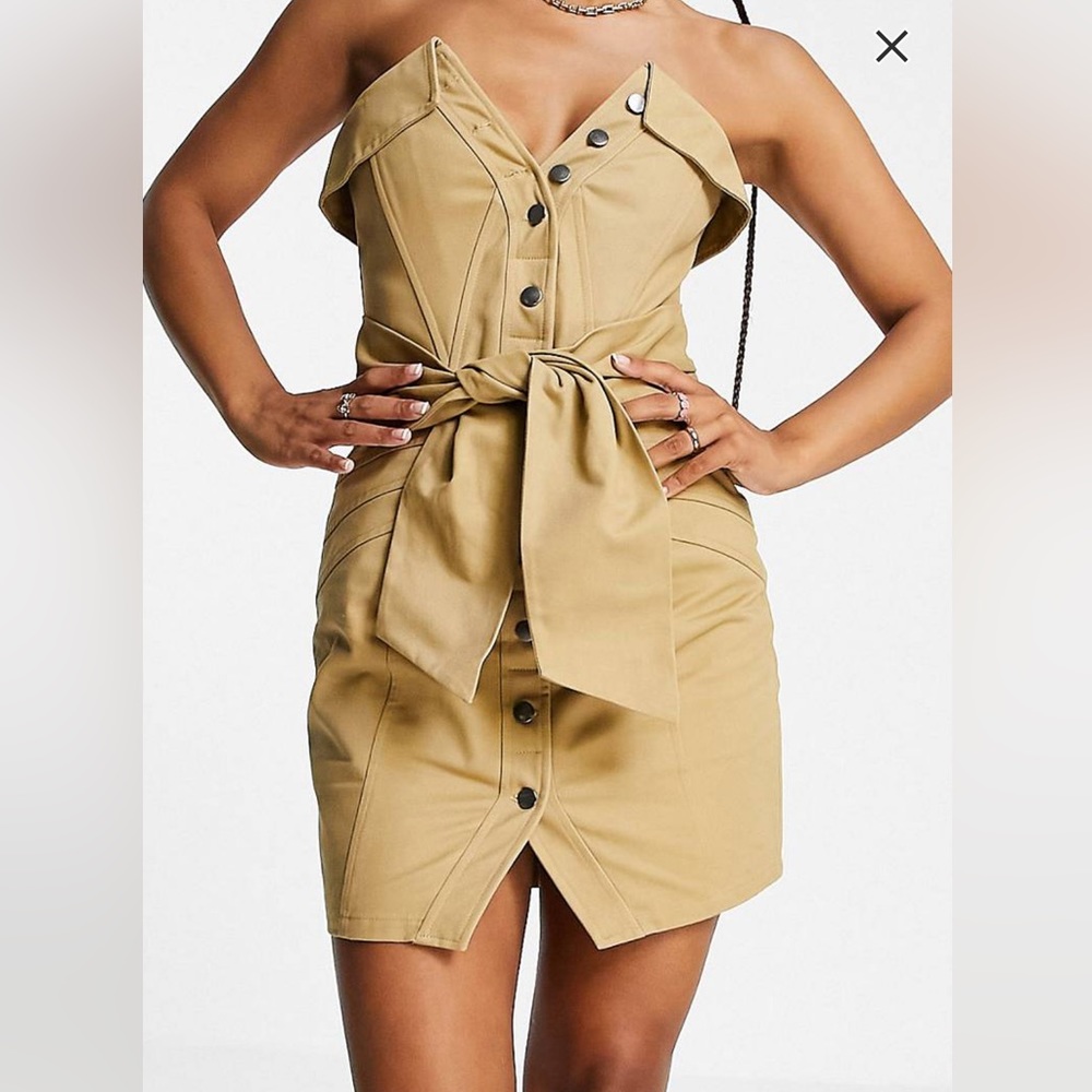 ASOS KHAKI UTILITY MINI DRESS - Picture 5 of 5